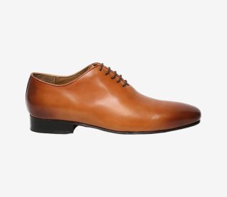 Men Tan Whole Cut Merged Toe Leather Formal Shoe